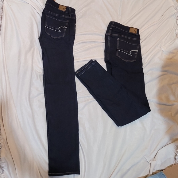 2 PAIRS NWT AMERICAN EAGLE SKINNY JEANS DARK WASH - Picture 4 of 11